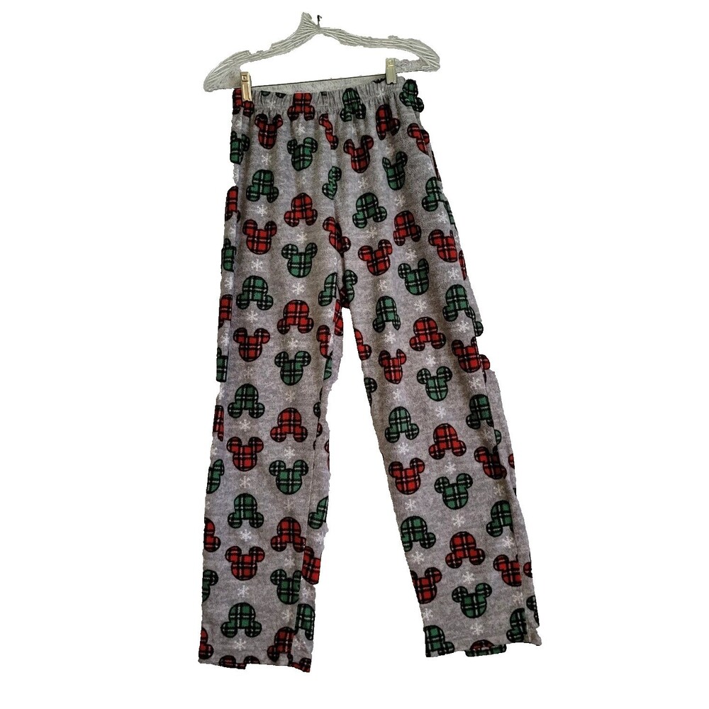 Disney Mickey Mouse Womens Pajama Pants Small Gray Flannel Pullon Whimsy